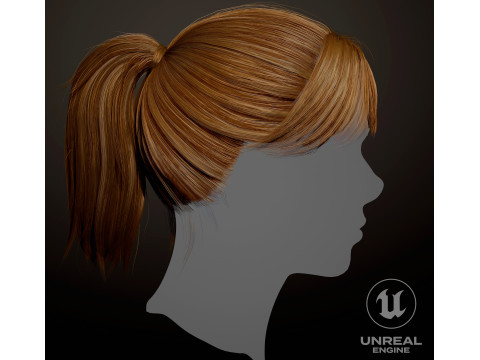 Game ready female hair 3D Model
