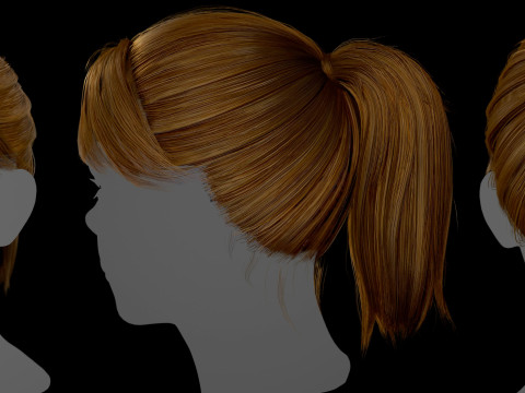 Game ready female hair 3D Model