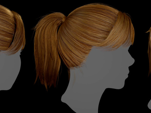 Game ready female hair 3D Model