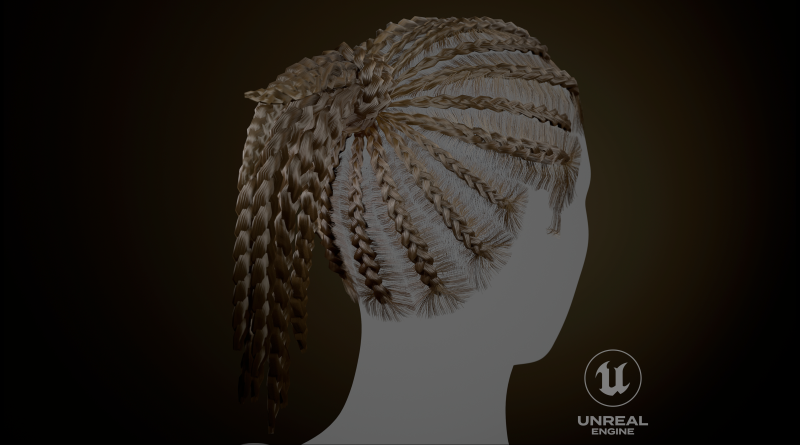 Game ready female hair Modelo 3D .c4d .max .obj .3ds .fbx .stl .blend 