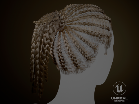 Game ready female hair 3D Model