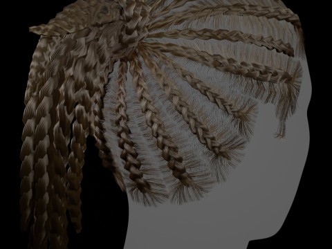 Game ready female hair Modelo 3D