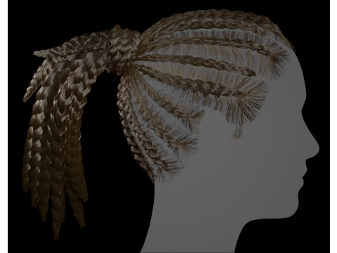 Game ready female hair Modelo 3D