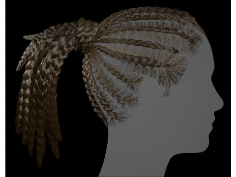 Готовые женские волосы 3D Модель