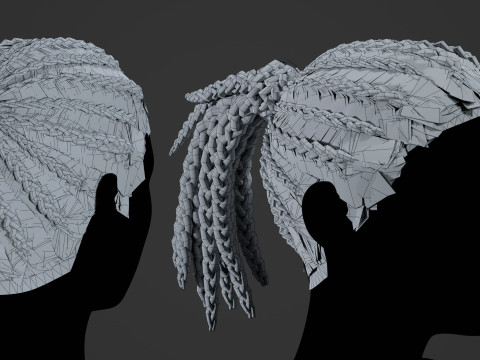 Game ready female hair Modelo 3D