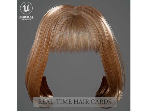 Game ready female hair Modèle 3D