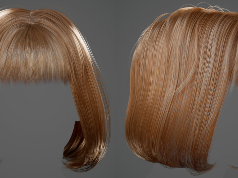 Game ready female hair 3D Model