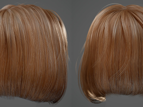 Game ready female hair 3D Model
