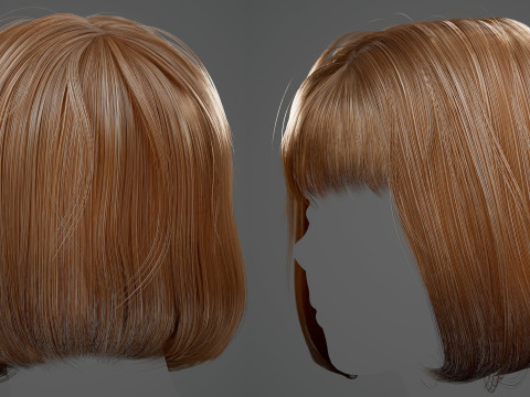 Game ready female hair 3D Model