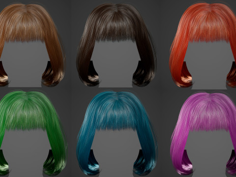 Game ready female hair 3D Model