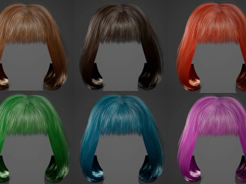 Game ready female hair 3D Model