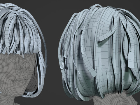 Game ready female hair 3D Model