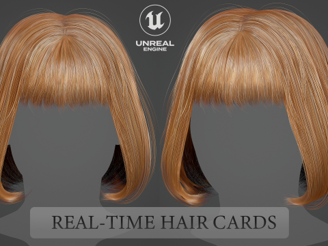 Game ready female hair 3D Model