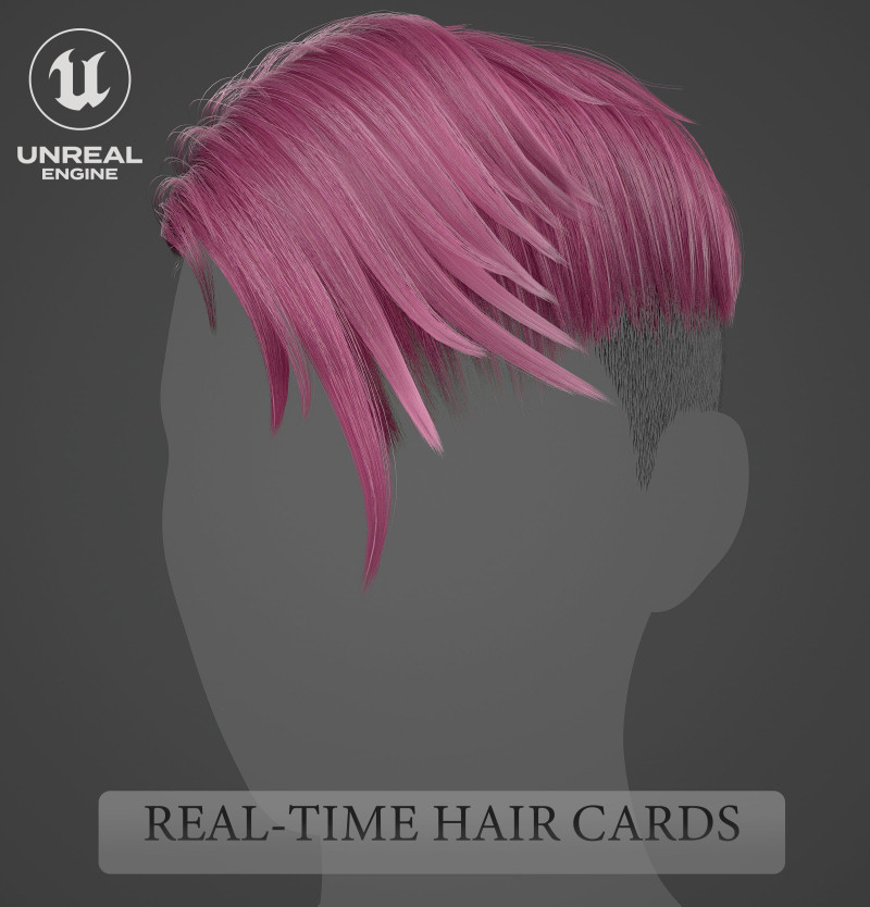 Game ready female hair 3D Model .c4d .max .obj .3ds .fbx .stl .blend 