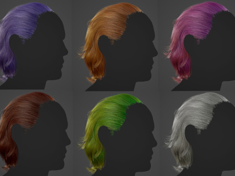 游戏准备好的男人头发 3D 模型