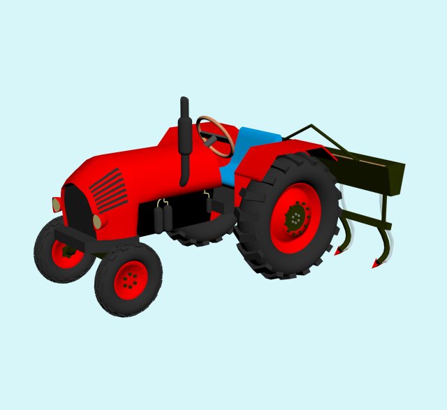 Tractor seeder Modello 3D .c4d .max .obj .3ds .fbx .stl .blend