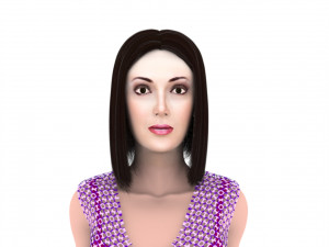 Woman oriental with hair and fur 3D Model