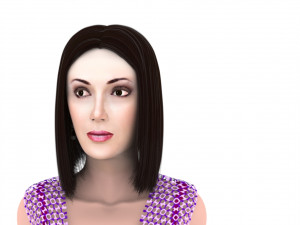 Woman oriental with hair and fur 3D Model