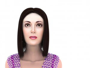 Woman oriental with hair and fur 3D Model