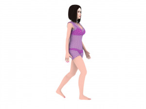 Woman oriental with hair and fur 3D Model