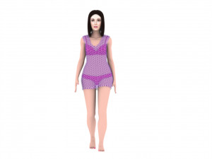 Woman oriental with hair and fur 3D Model