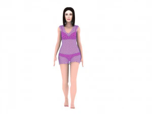 Woman oriental with hair and fur 3D Model