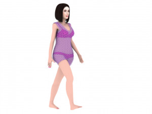Woman oriental with hair and fur 3D Model
