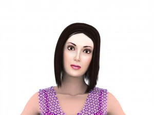 Woman oriental with hair and fur 3D Model