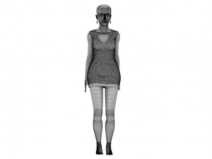 Woman oriental with hair and fur 3D Model