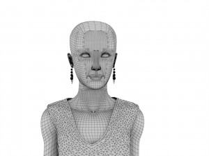 Woman oriental with hair and fur 3D Model