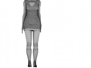 Woman oriental with hair and fur 3D Model