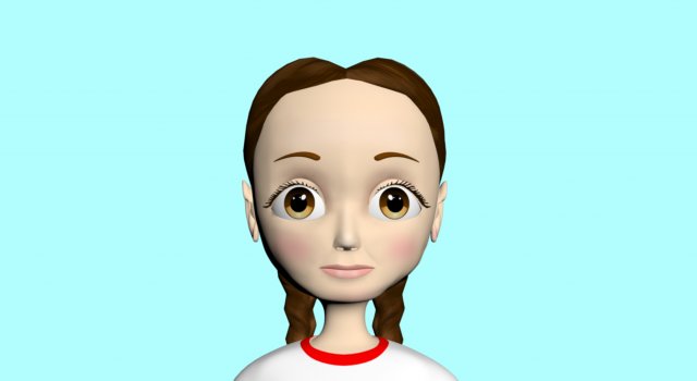 Cartoon character girl Modello 3D .c4d .max .obj .3ds .fbx .stl .blend