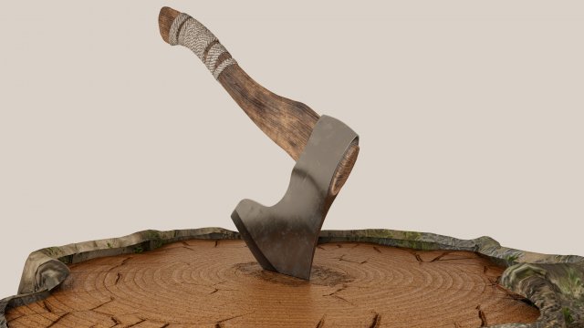 Wooden Hatchet 3D Model .c4d .max .obj .3ds .fbx .stl .blend 