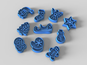 Moldes para galletas de navidad STL rhino y OBJ Modèles 3D en vedette