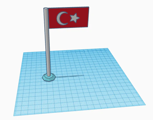 Turkey flag 3D Print Model .c4d .max .obj .3ds .fbx .stl .blend