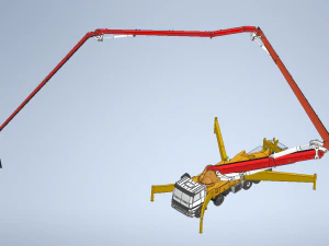 Concrete Placing boom pump 3D Model