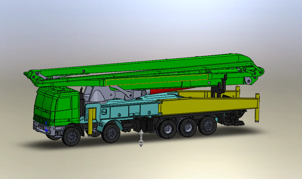 Concrete Placing boom pump 02 3D Model .c4d .max .obj .3ds .fbx .stl .blend