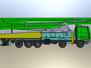 Concrete Placing boom pump 02 3D Model