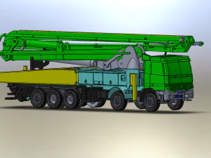 Concrete Placing boom pump 02 3D Model