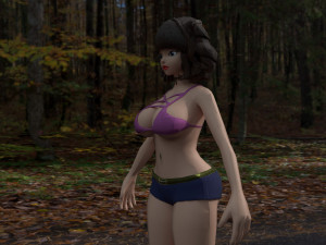 Girl in a pink swimsuit 3D Model