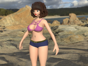 Girl in a pink swimsuit 3D Model