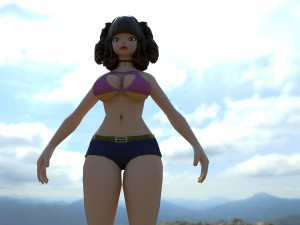 Girl in a pink swimsuit 3D Model