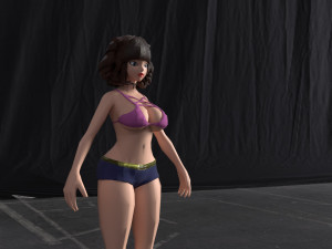 Girl in a pink swimsuit 3D Model