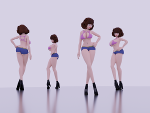 Girl in a pink swimsuit 3D Model