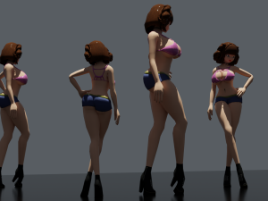 Girl in a pink swimsuit 3D Model