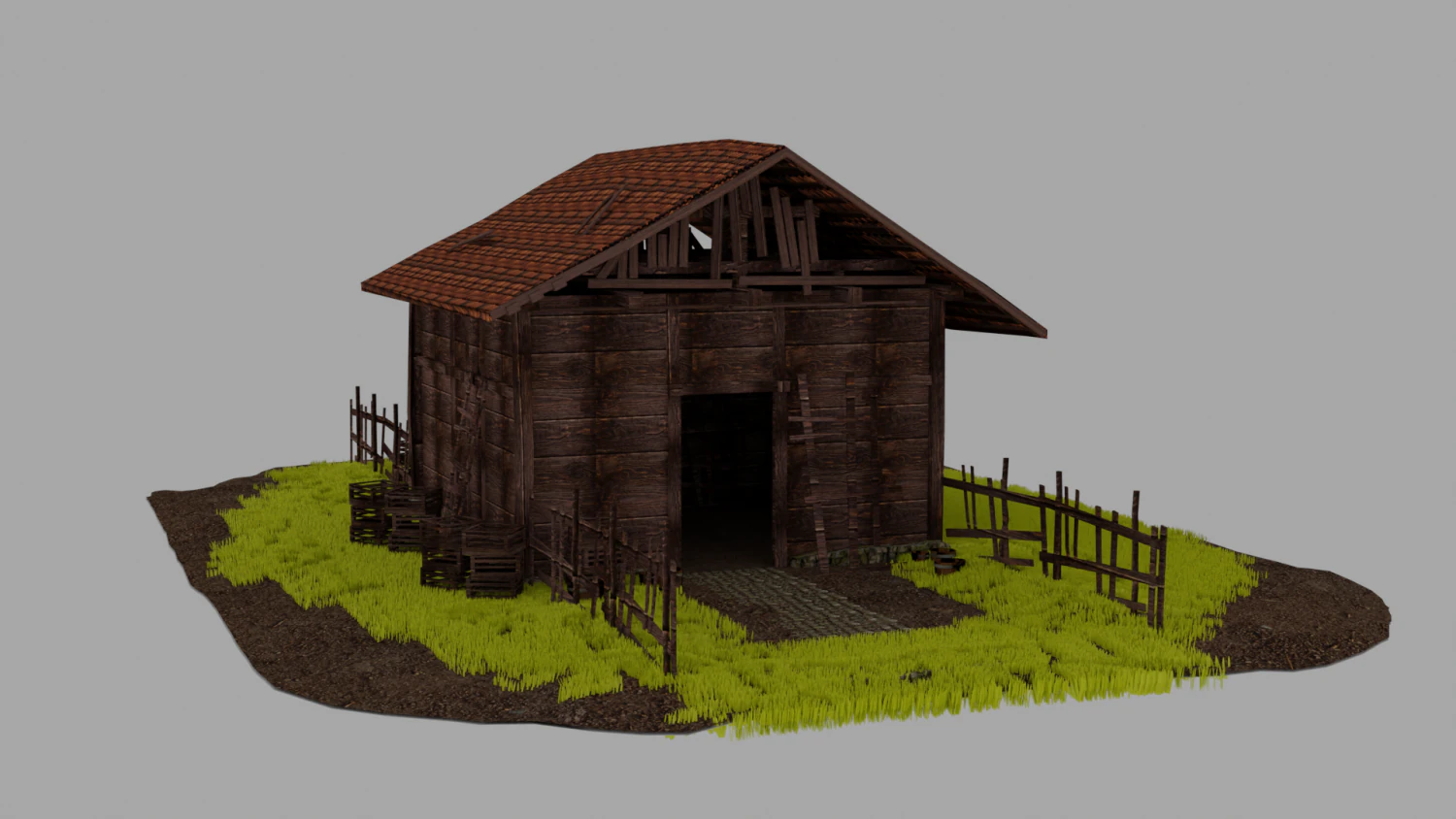 Old abandoned house asset 3D Model .c4d .max .obj .3ds .fbx .stl .blend 