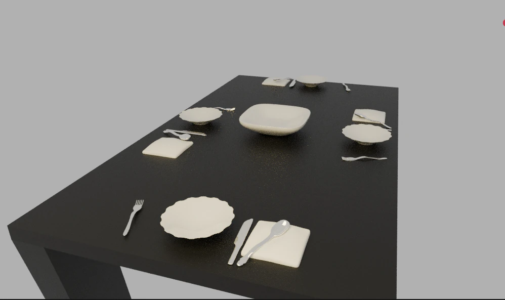 Comedor con platos y cubiertos 3D Model .c4d .max .obj .3ds .fbx .stl .blend 
