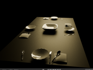 Comedor con platos y cubiertos Model 3D