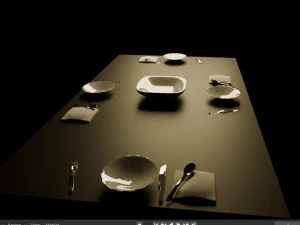 Comedor con platos y cubiertos 3D Model