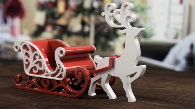 Christmas Sled 3D Print Model .c4d .max .obj .3ds .fbx .stl .blend 